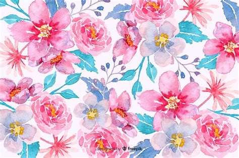 Pink Watercolor Flowers Wallpaper