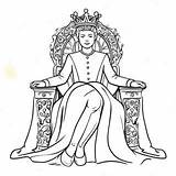 Royal Queen Sitting On Throne Coloring Page  Pagescom sketch template