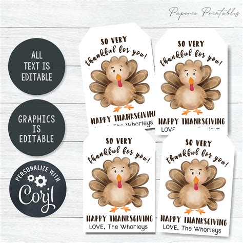 Editable Thanksgiving Gift Tags DIY Party Favor Tags - Etsy