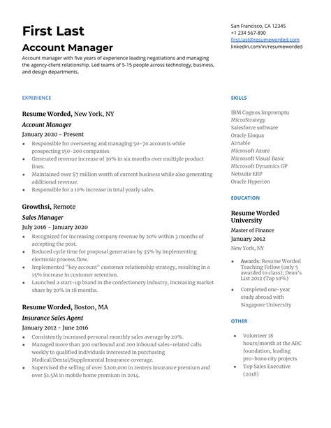 13 Account Manager Resume Examples for 2022 | Resume Worded