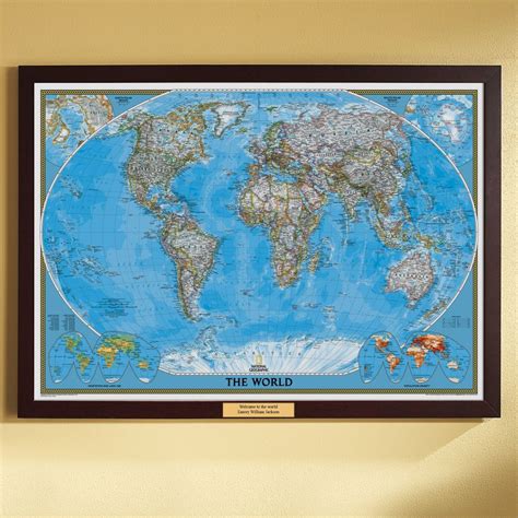 World Political Map (Classic), Poster Size and Framed with Personalized Plaque | National ...