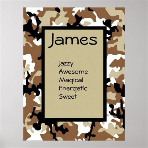 Boys Camouflage Military Army Name Art Poster | Zazzle