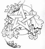 pentacle Oak Leaf Coloring Page Leaf Coloring Witch  sketch template