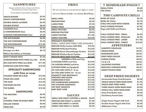 Menu at Rudy's Restaurant, Sudbury