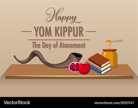 Happy yom kippur logo with shofar Royalty Free Vector Image