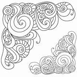 Decorative Contour Zen Corners With Swirls And spirals coloring Page  sketch template