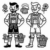 Men In lederhosen At The Oktoberfest Simple coloring page Free sketch template