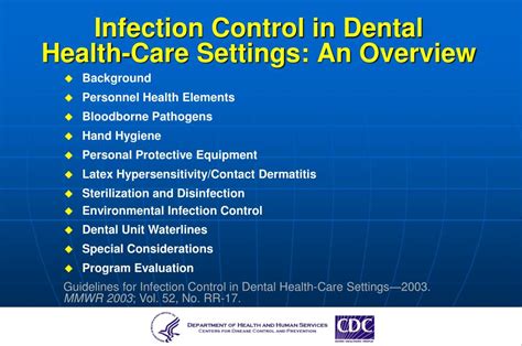 PPT - Guidelines for Infection Control in Dental Health-Care Settings PowerPoint Presentation ...