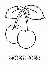Cherry Coloring Fruit Pages Easy Fruits Drawing Small Printable Apple  sketch template