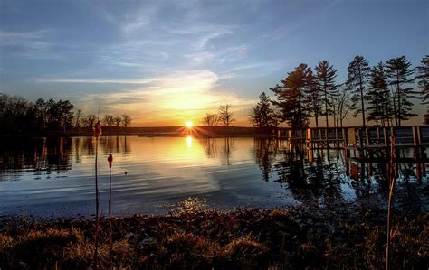 Higgins Lake South State Park Lagoon Sunset Photograph by Ron Wiltse