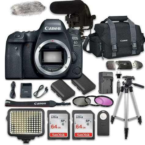 Canon EOS 6D Mark II Digital SLR Camera Bundle (Body Only) + Video Creator Accessory Bundle (14 ...