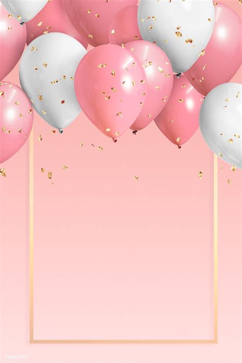 Golden frame balloons on a pink background | premium image by rawpixel.com / HwangMangjoo # ...