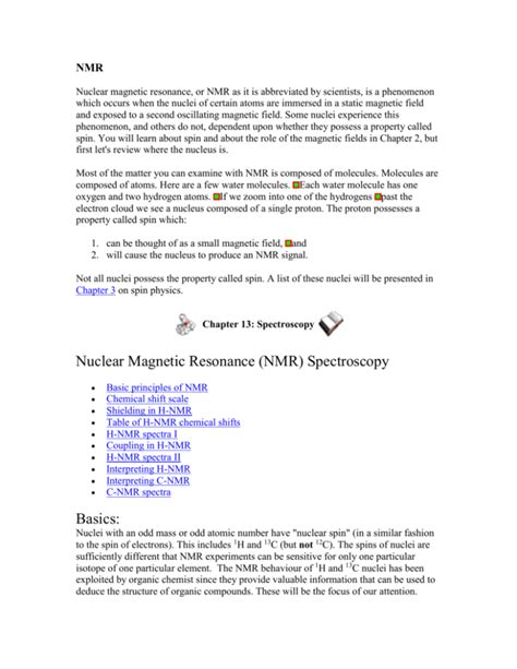 A Few Basic Principles of NMR