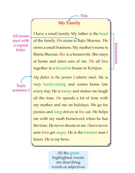 3rd Grade Descriptive Essay My Family Sample