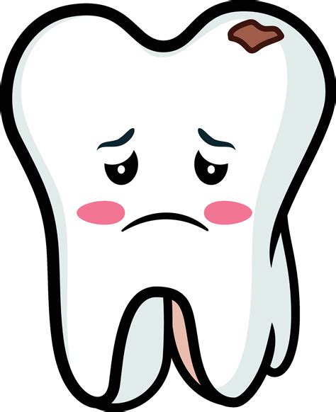 Sad tooth vector mascot illustration , unhappy sad tooth icon symbol clip art colored and black ...