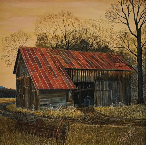 paintings country scenes | Country Barn Painting by Shirl Theis ...