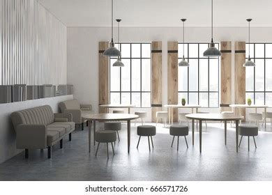 Side View Modern Cafe Interior Concrete Stock Illustration 666571726 | Shutterstock