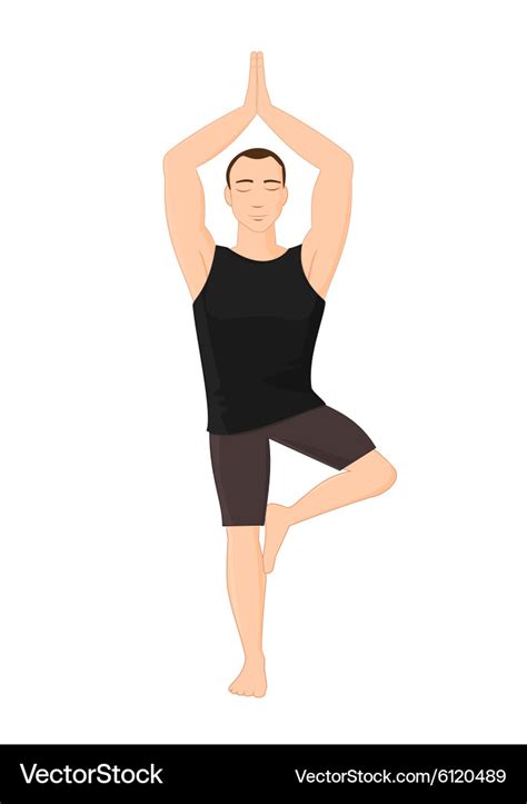 Man in yoga tree pose Royalty Free Vector Image