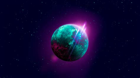 3840x2160 Resolution Space Retro-wave Planet 4K Wallpaper - Wallpapers Den