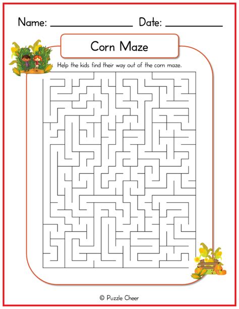 Corn Maze Printable - Puzzle Cheer