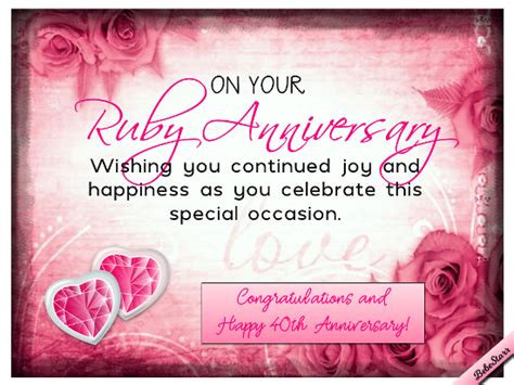 Send wishes for a happy 40th anniversary #ruby #anniversary #freeEcard ...