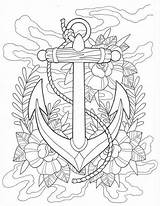 Anchor tattoo coloring Page Digital Download  Tattoo Book sketch template
