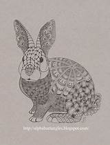 Efie goes Zentangle Ben Kwok Rabbit  Animal coloring Pages sketch template