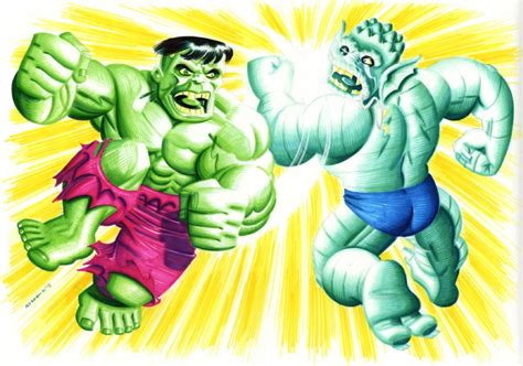 Hulk Vs. the Abomination, in Jed Raven's Marvel Comics Characters Comic Art Gallery Room