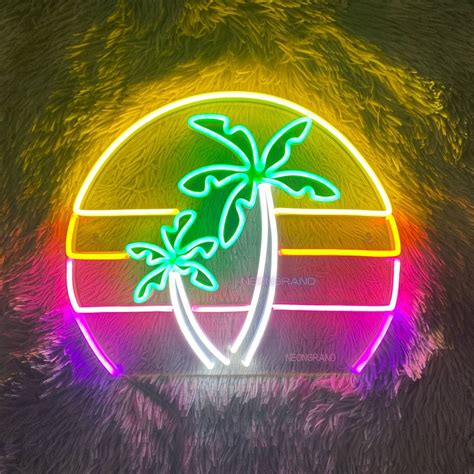 Neon Palm Tree Neon Sign Palm Tree Decor Wall Decor Neon Sunset Neon ...