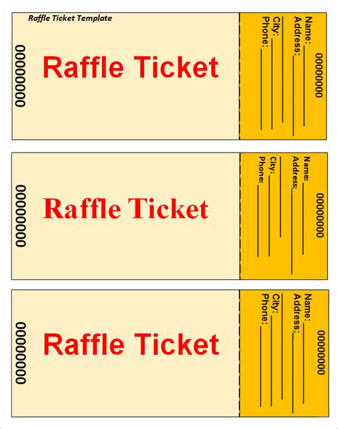 Printable Blank Raffle Ticket Template Free