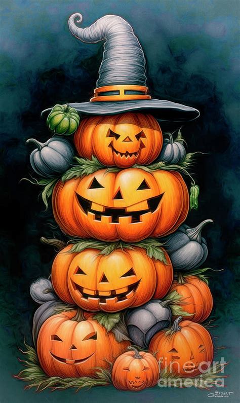 Pumpkin Folk Digital Art by Jutta Maria Pusl - Fine Art America