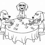 Coloriage En Noir Et Blanc Avec Chiens Jouant Au poker · Creative Fabrica sketch template