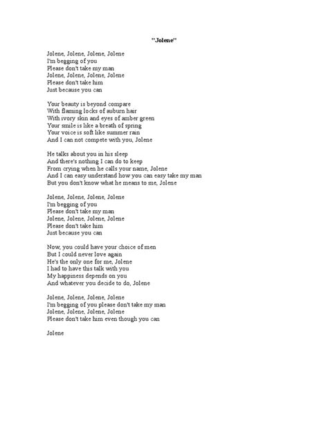 Jolene Lyrics