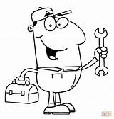 A Repair Man With Toolbox And Wrench coloring Page  Free Printable sketch template