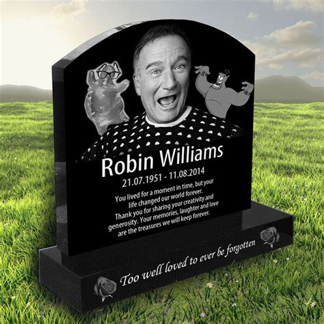 Robin Williams laser etched black granite headstone designed by Forever ...