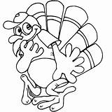 Turkey Cartoon Coloring Outline Drawing Drawings Pages Thanksgiving  sketch template
