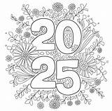 Coloring Pages Happy New Year 2025 sketch template