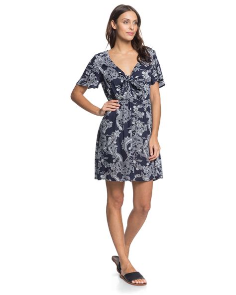 Roxy Womens Summer On Top Printed Buttoned Mini Dress - Mood Indigo Light | SurfStitch