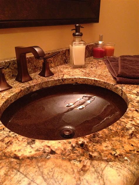 Copper enamel sink granite countertop vanity | Bathroom sink, Granite countertops, Sink