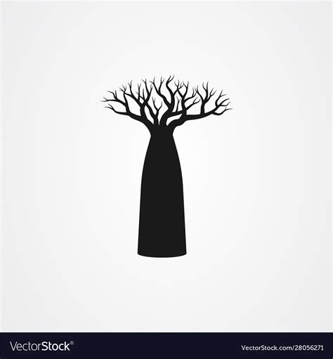 Baobab tree silhouette simple flat Royalty Free Vector Image