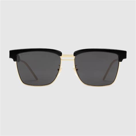 Black Acetate Square Metal And Sunglasses | GUCCI® US