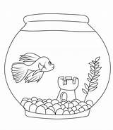 Fish And Castle In Aquarium coloring Page  Download Print Or Color sketch template