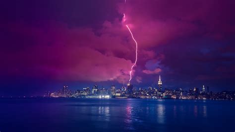 2000x1125 / sea night lightning new york city skyline wallpaper - Coolwallpapers.me!