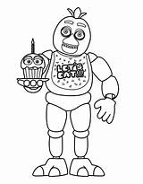 Fnaf Coloring Chica Pages Toy Nights Freddys Printable Freddy Five  sketch template