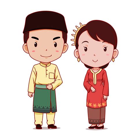 Couple of cartoon characters in Malaysian traditional costume. 4903120 ...