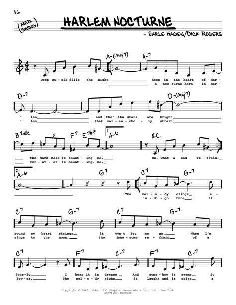 Earle Hagen "Harlem Nocturne (High Voice)" Sheet Music Notes | Download ...