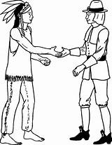 Pilgrims And Indians Coloring sketch template