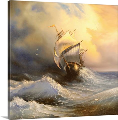 Ancient sailing vessel in stormy sea Wall Art, Canvas Prints, Framed Prints, Wall Peels | Great ...