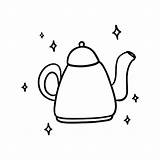 차를 끓이고 끓는 물을 위한 주전자 낙서 선형 만화 색칠  프리미엄 벡터 sketch template