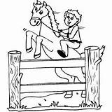 Horse Jumping Over Fence Coloring Page sketch template
